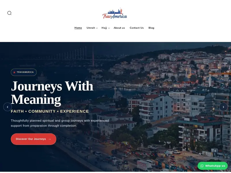 Screenshot of the TravAmerica website