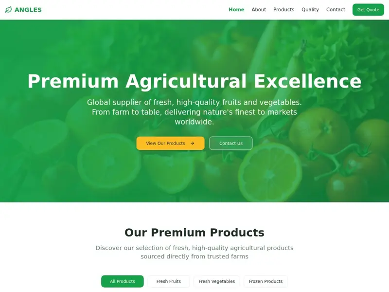 Screenshot of the Angles Global Fresh Hub website